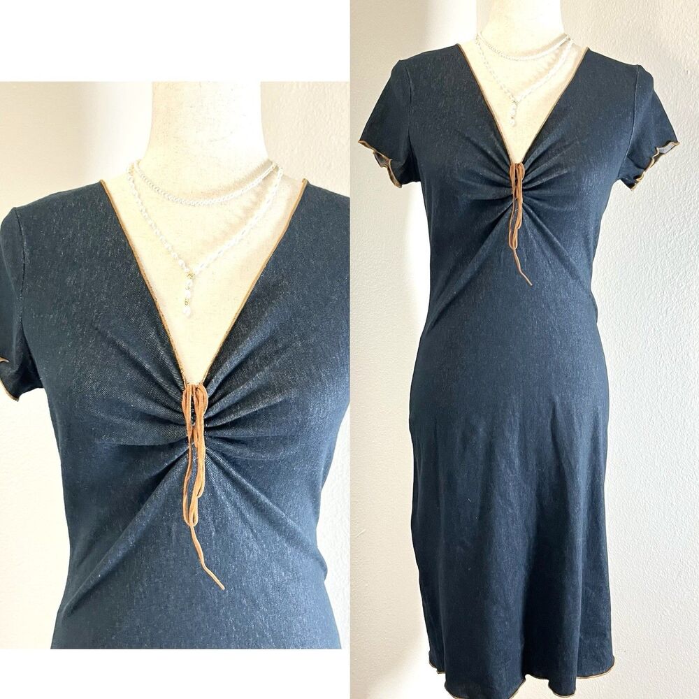 VTG Y2k CA Carrie Allen Twist Front Mini Dress Milkmaid Grunge Gyaru